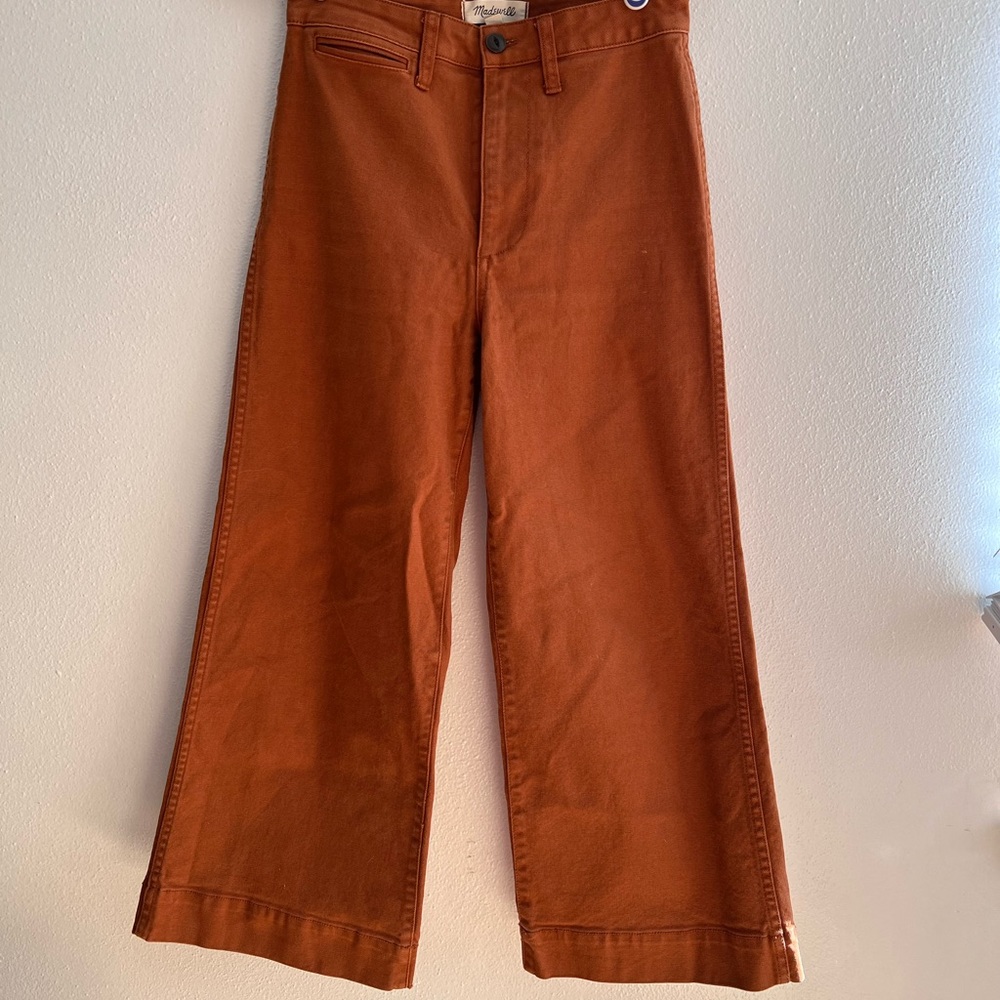 Madewell cropped wide leg pants in rust